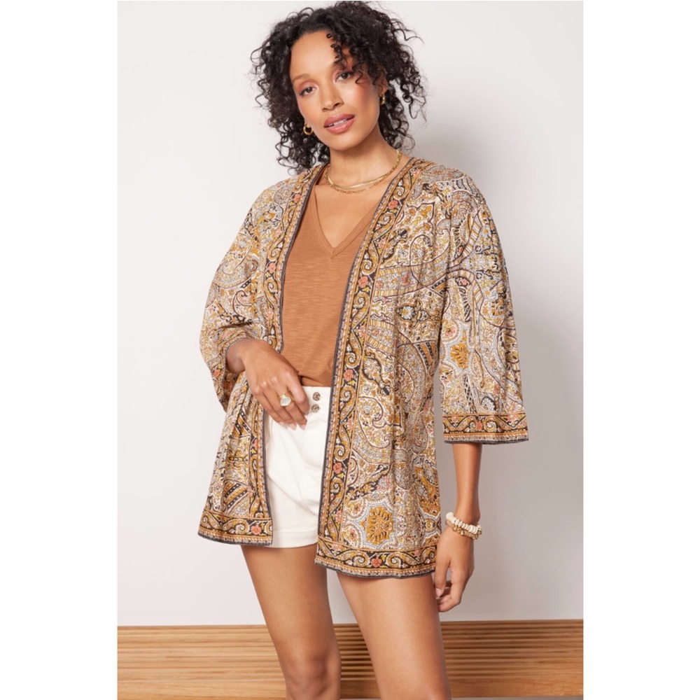 Cleobella Kaleidoscope Kimono Wrap Paisley Bohemian Beach Coastal Size XS/S